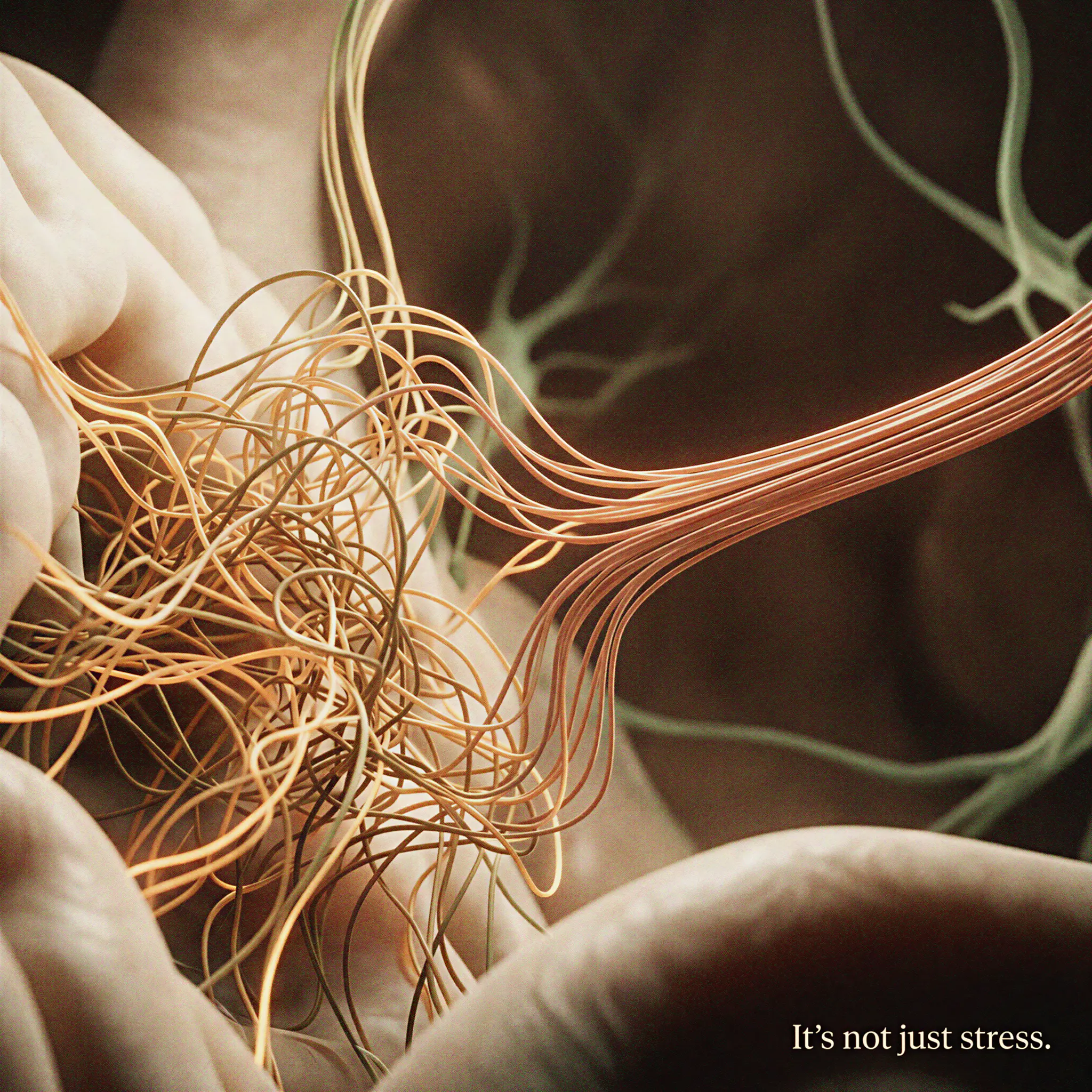 Abstract glowing neural pathways resolving from emotional static into clarity