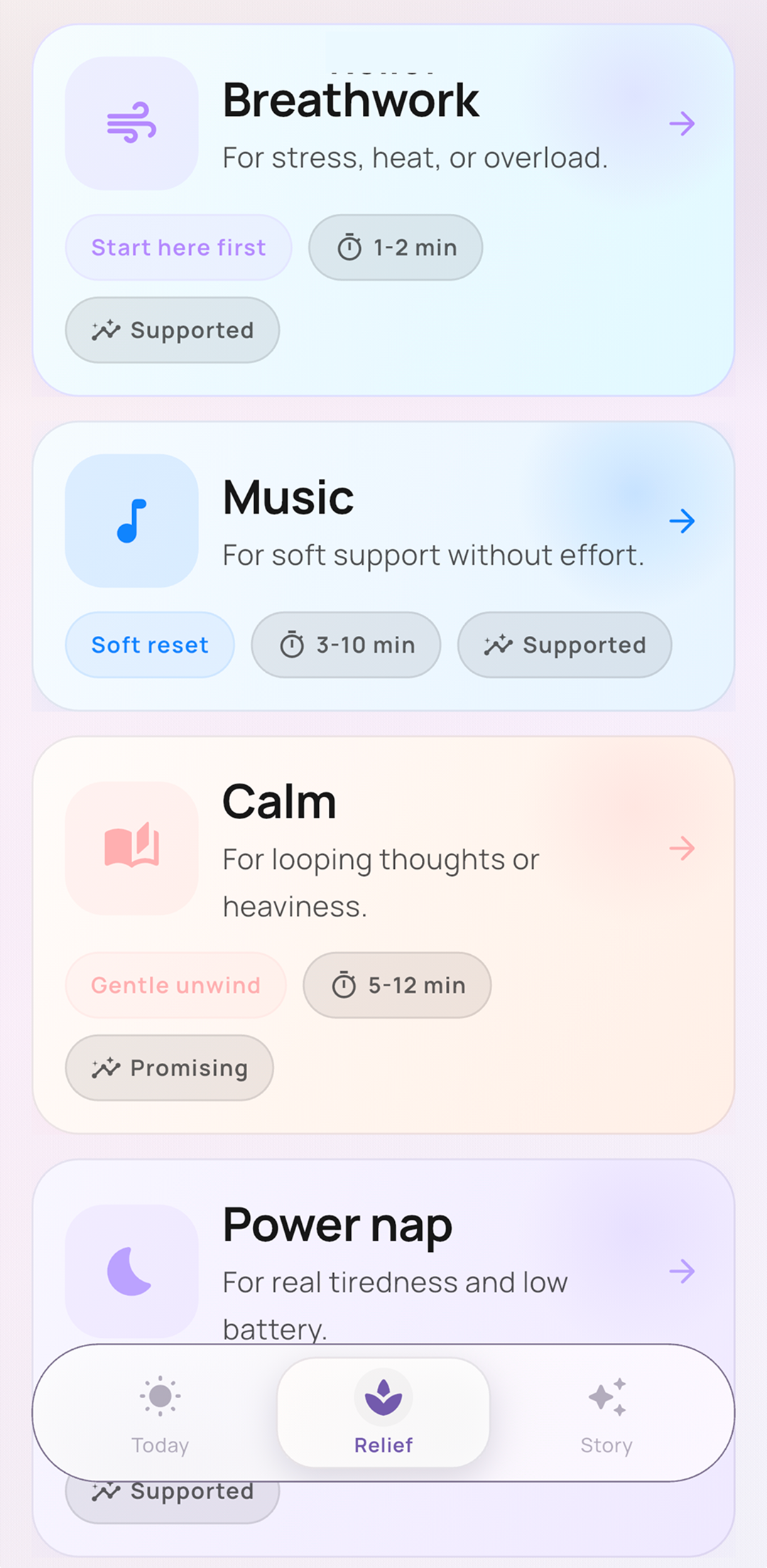 KeikoAI Relief mode screen